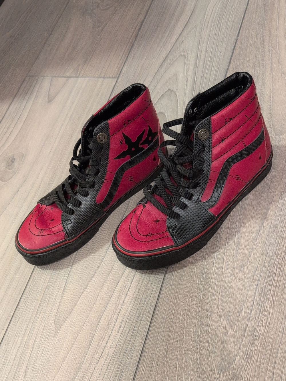 Marvel Red and Black High-Top Sneakers with Spider Emblem